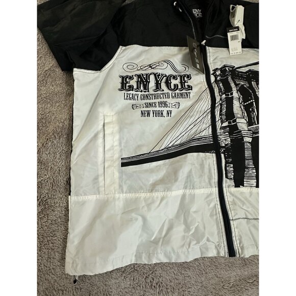 Enyce Jacket Men’s Windbreaker Y2K Zip Up White Black Skater Bridge 4X New - Picture 11 of 14